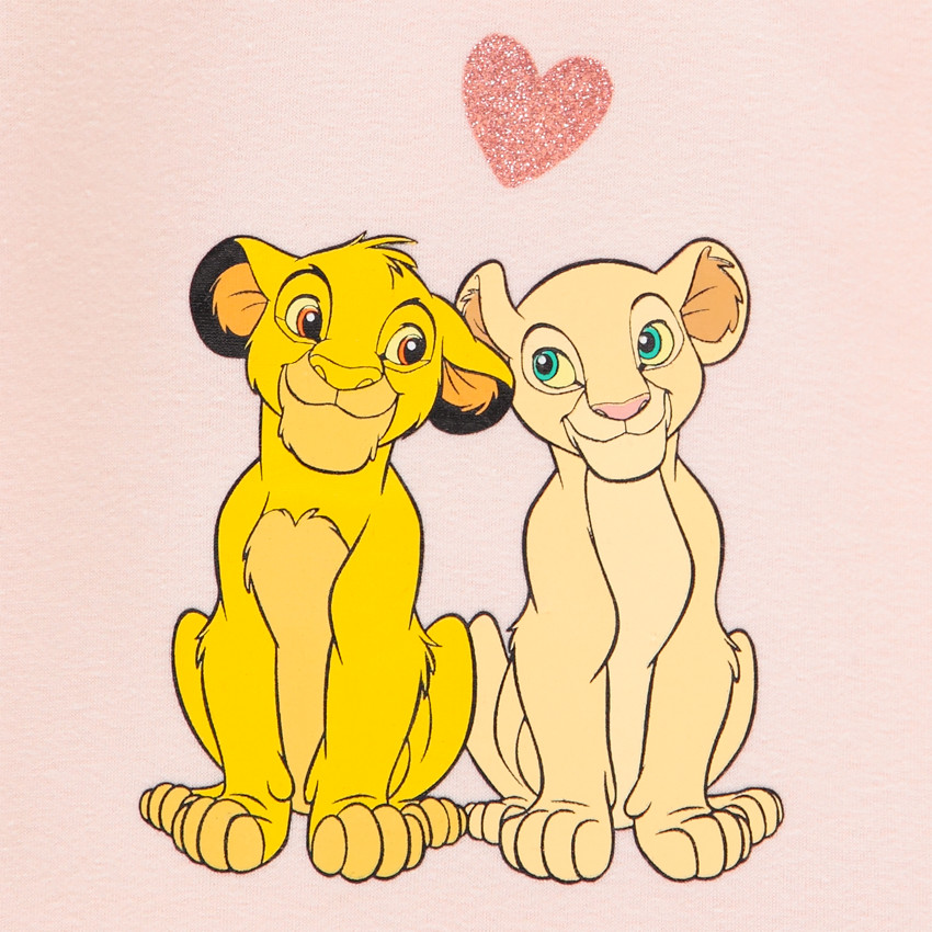 Sweat en molleton rose print Simba et Nala Roi Lion Disney 