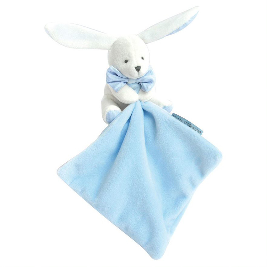 Lapin mouchoir avec boîte fleurs - Bleu 