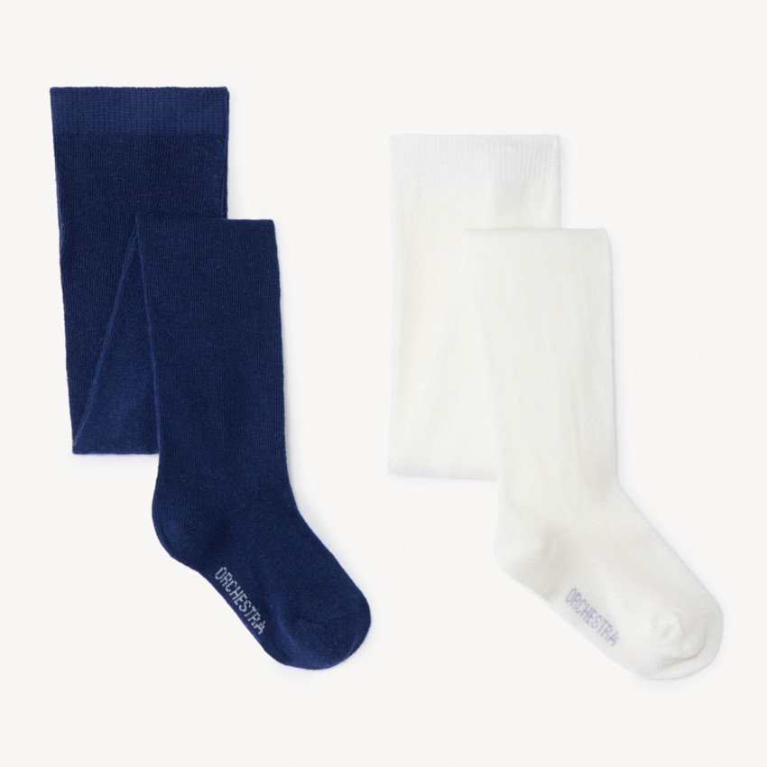 Lot de 2 paires de collants épais pour bébé fille - Bleu marine