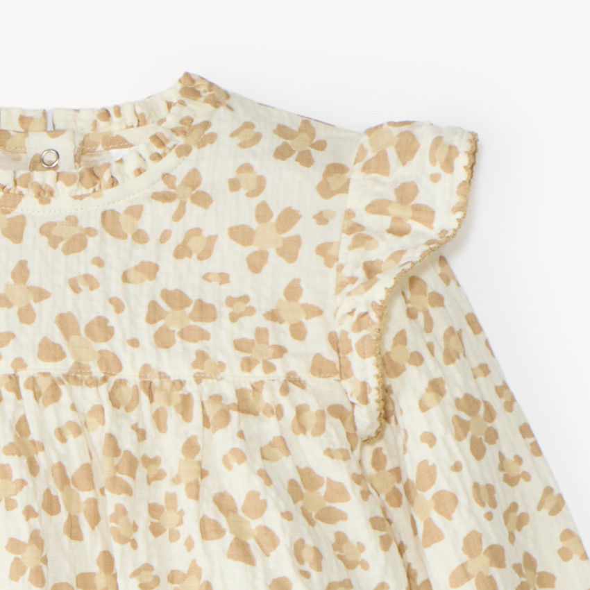 Ensemble tunique et caleçon côtelé bébé fille imprimé léopard floral 