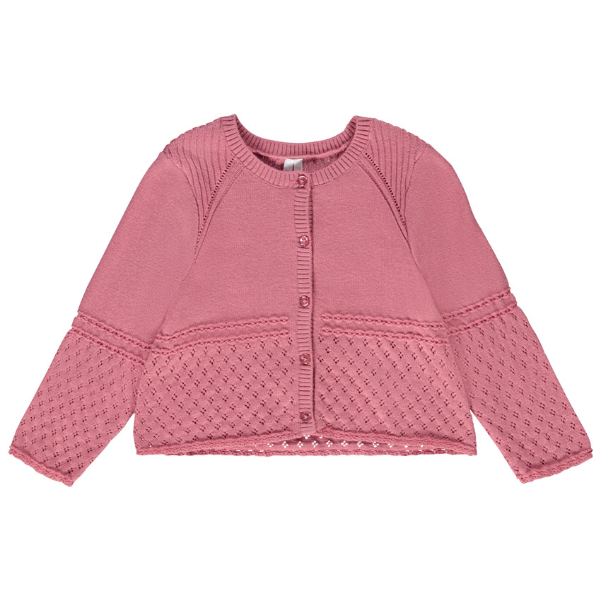 Gilet en tricot ajouré coloris uni pour bébé fille 