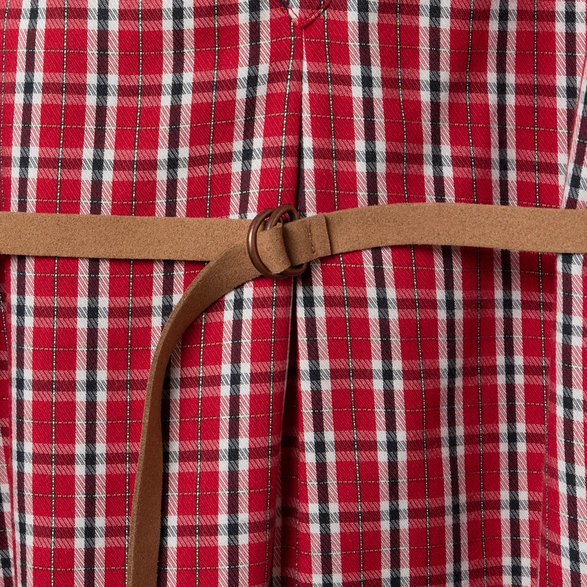 Robe manches longues à carreaux et ceinture pour enfant fille 