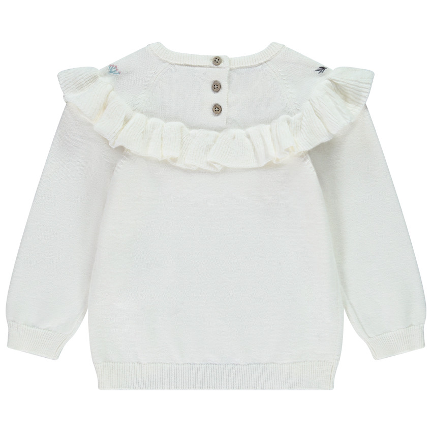 Pull volanté en tricot brodé pour bébé fille 