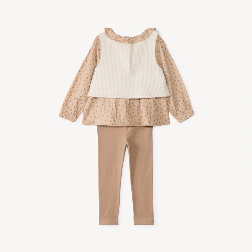 Ensemble 3 pièces avec tunique à pois pour bébé fille 