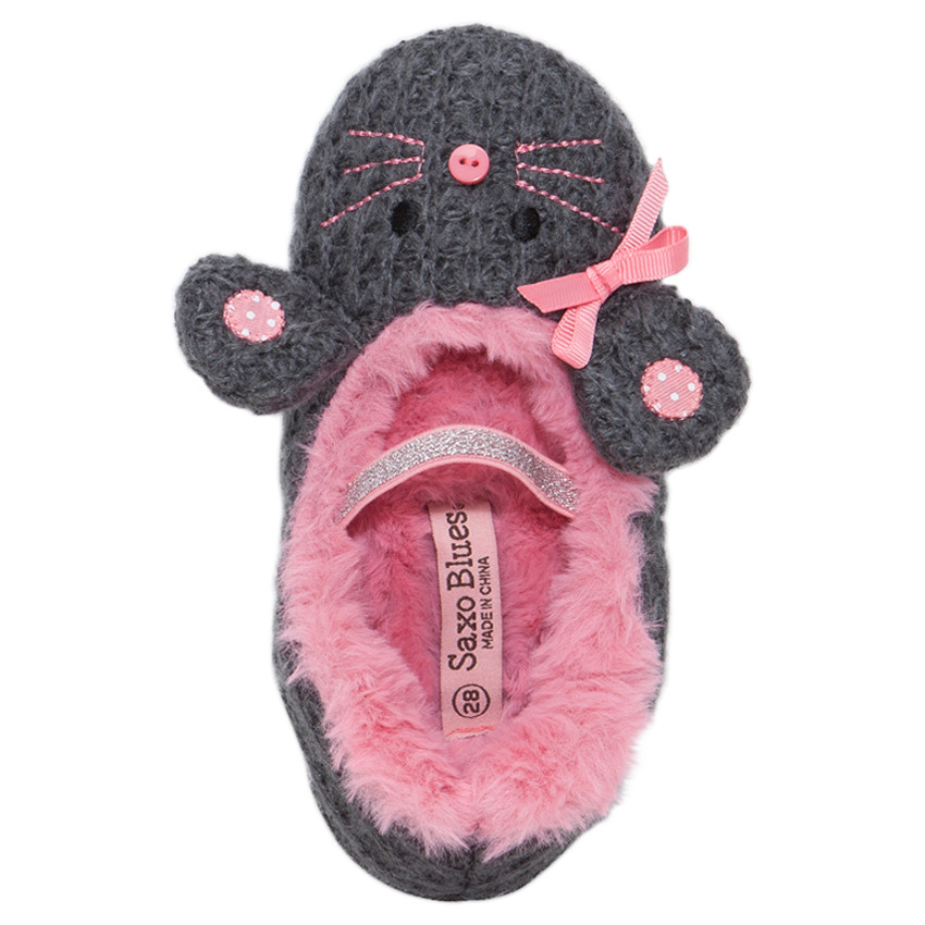Chaussons fantaisie en tricot forme souris 
