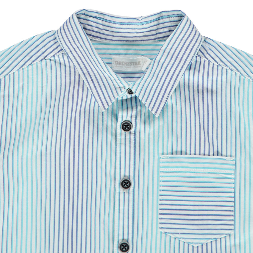 Chemise manches courtes à rayures verticales et poche Main Chemise manches courtes à rayures verticales et poche