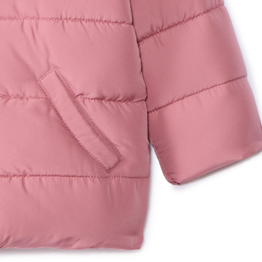 Doudoune matelassé en toile et micro polaire pour bébé fille   