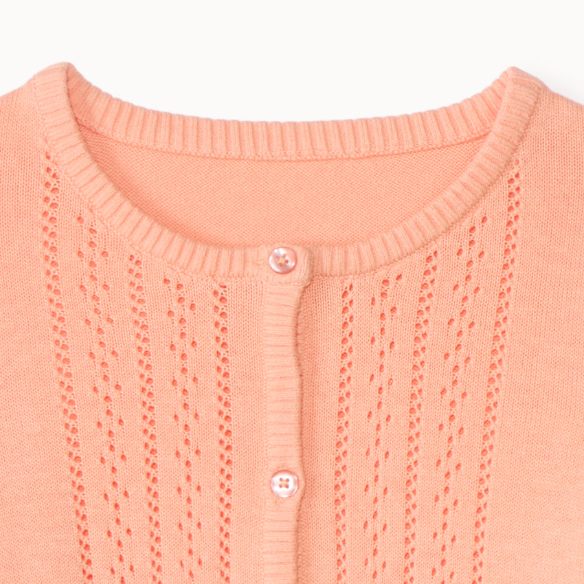 Gilet manches longues en tricot fantaisie uni pour fille 