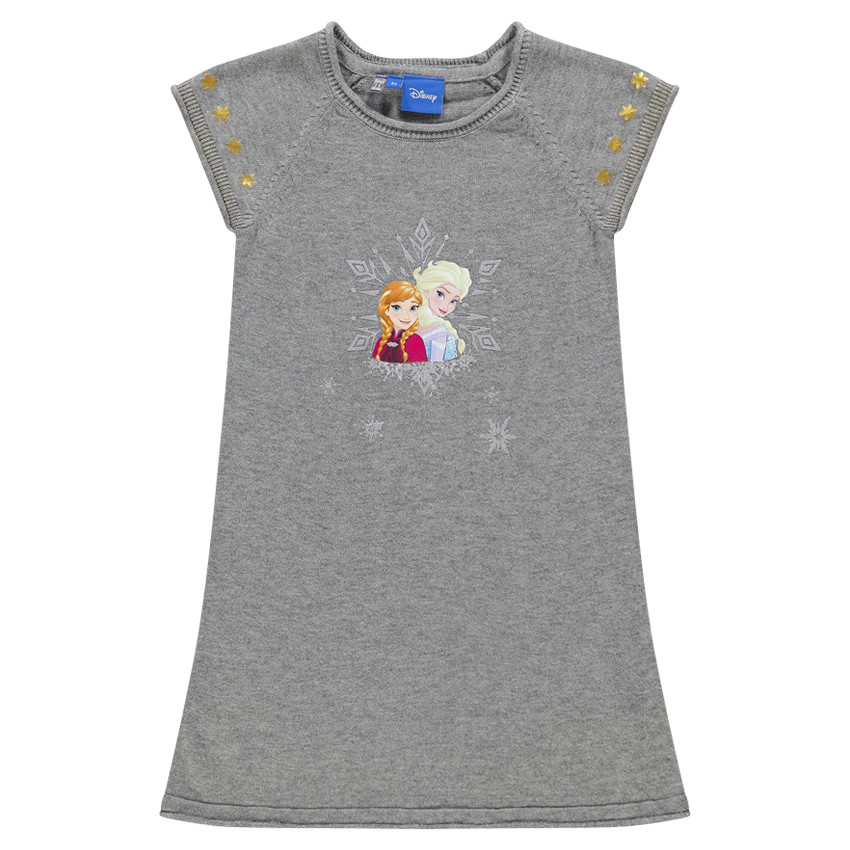 Robe manches courtes en tricot avec etoiles dorees et print Disney La Reine des Neiges