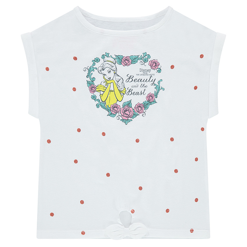Tee-shirt manches courtes en jersey forme boîte Disney avec print Belle 