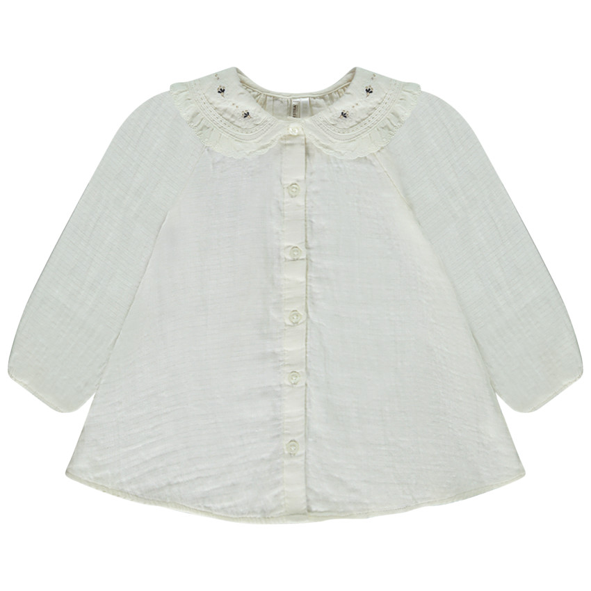 Tunique manches longues à col claudine pour bébé fille