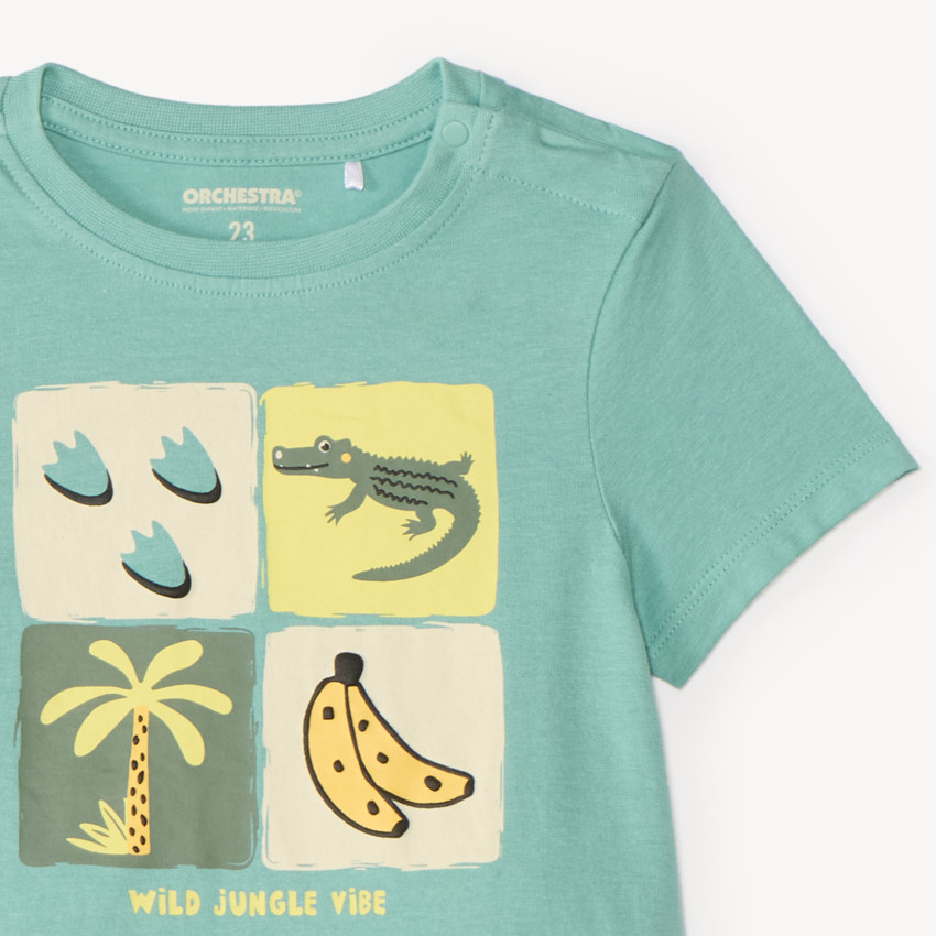 Ensemble court 2 pièces t-shirt + bermuda à motifs jungle pour bébé garçon 