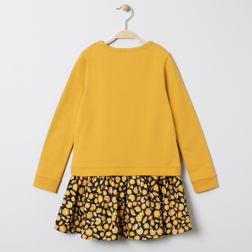 Robe manches longues effet 2 en 1 print fleurs 