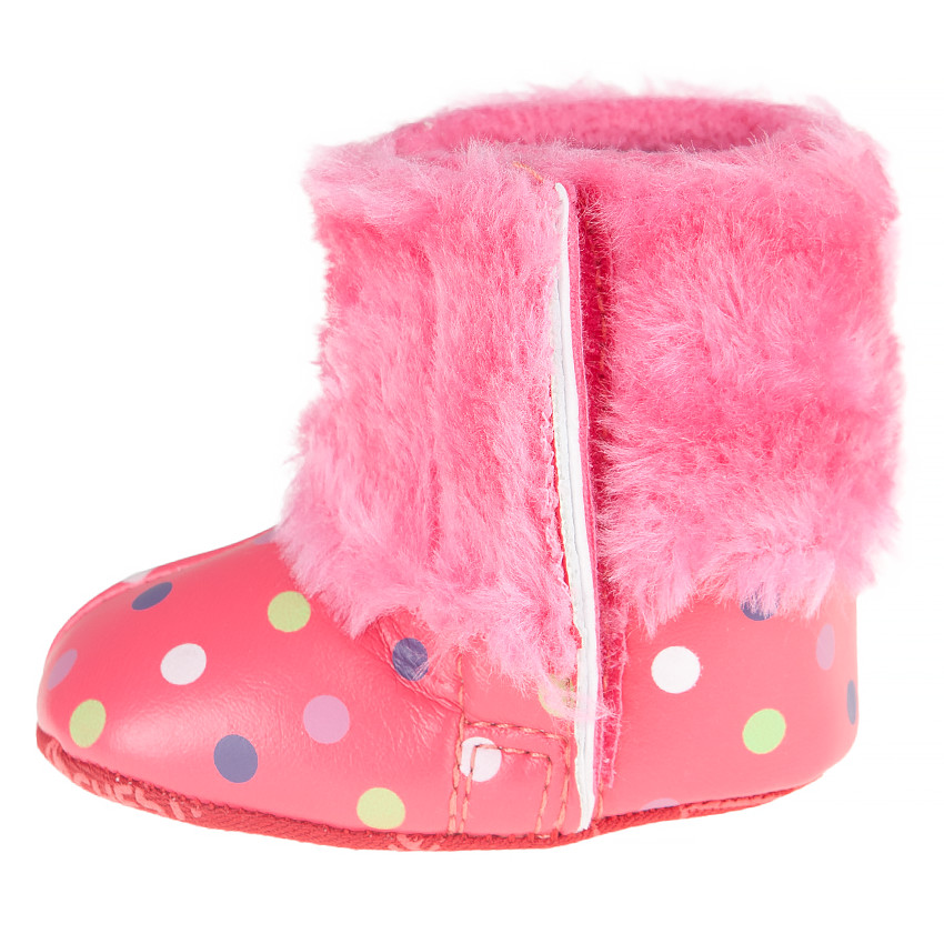 Bottines imprimé pois et fausse fourrure 