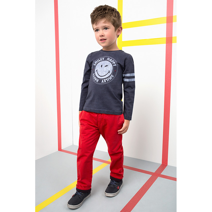 Pantalon chino uni rouge 