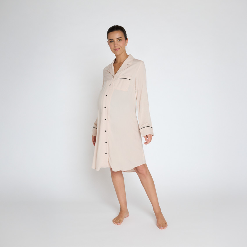 Chemise de nuit de grossesse à manches longues 