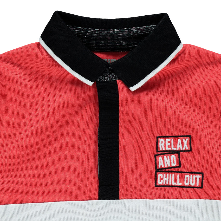 Polo manches longues tricolore pour enfant garçon 