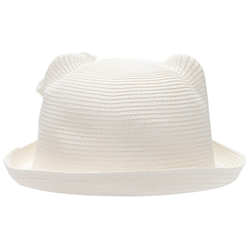 Chapeau ludique chat en paille tressée pour bébé fille 