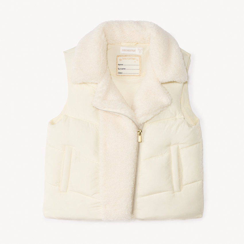 Doudoune sans manches bi-matière unie pour fille 