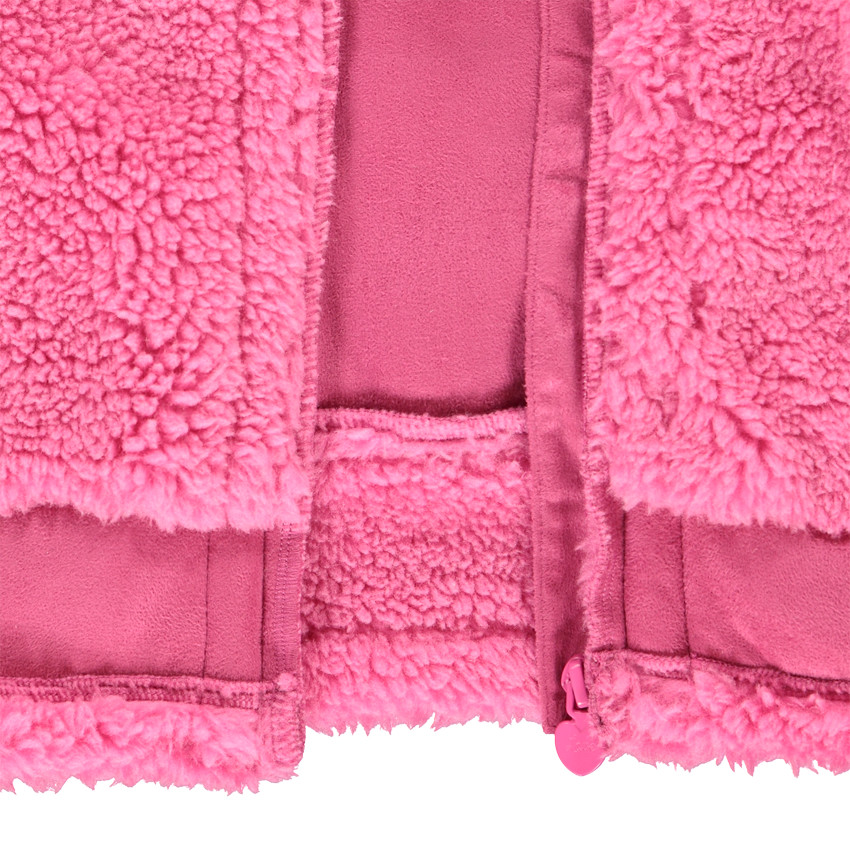 Veste en fausse fourrure unie avec détails en suédine pour fille 