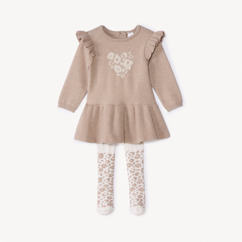 Ensemble 2 pièces en tricot avec robe pour bébé fille 