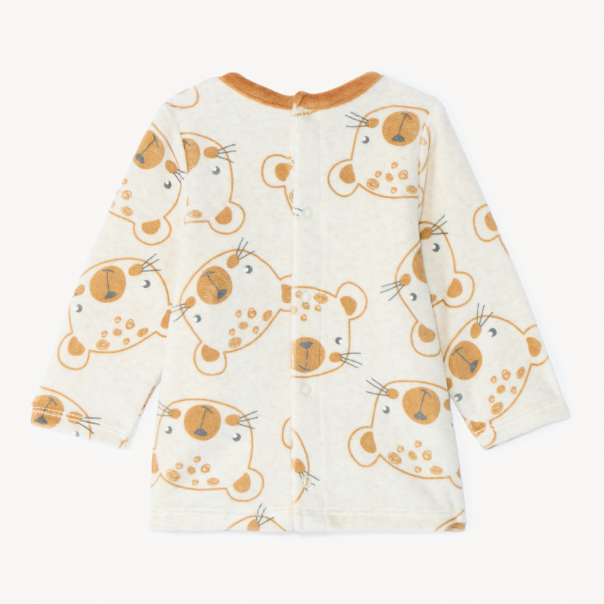 Set pyjama en velours imprimé pour bébé garçon avec finitions différentes selon l'âge 