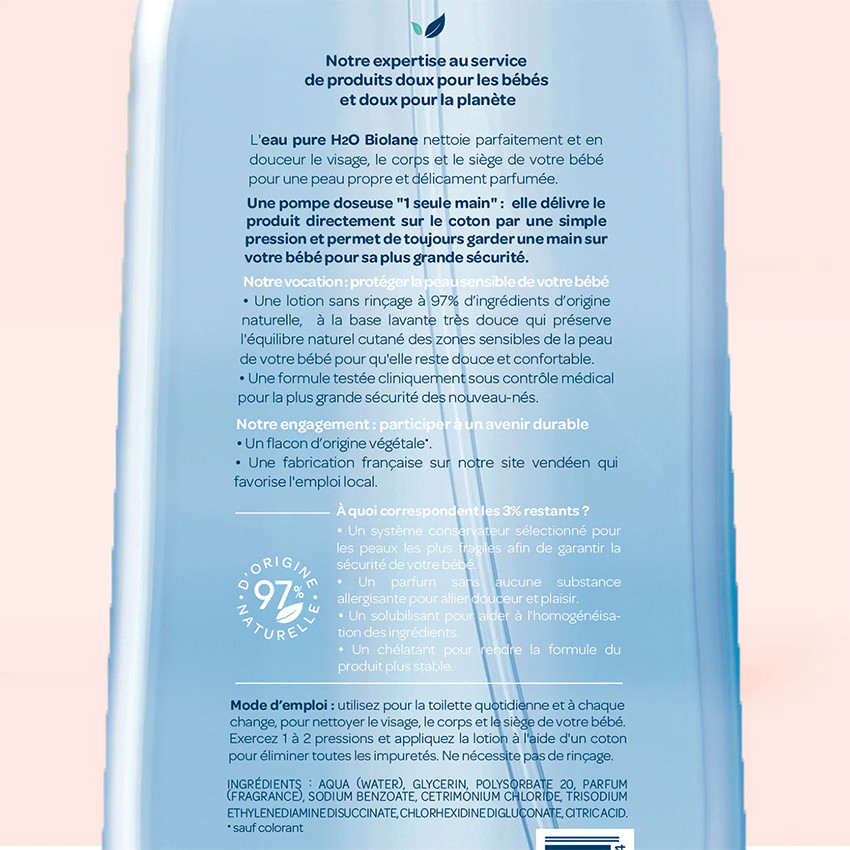 Nettoyant sans rinçage Eau Pure H2O 750 ml 