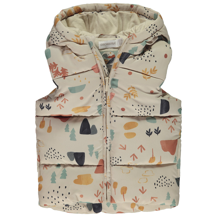 Doudoune sans manches à capuche imprimé fantaisie pour bébé garçon