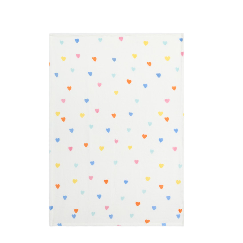 Couverture en sherpa Coeurs Multico  - 80x110 cm 