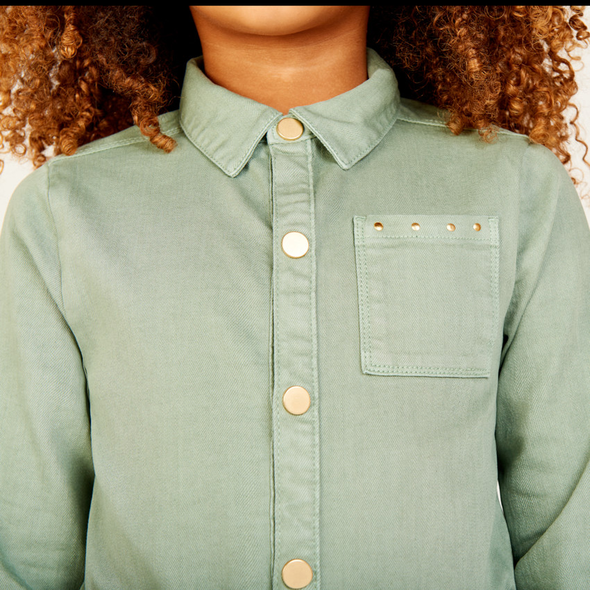 Combinaison longue en jean uni pour fille 