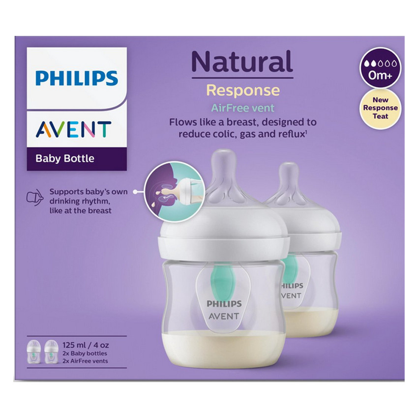 Biberon Natural Response 3.0 Valve Airfree Duo 125ml - 2 pièces 