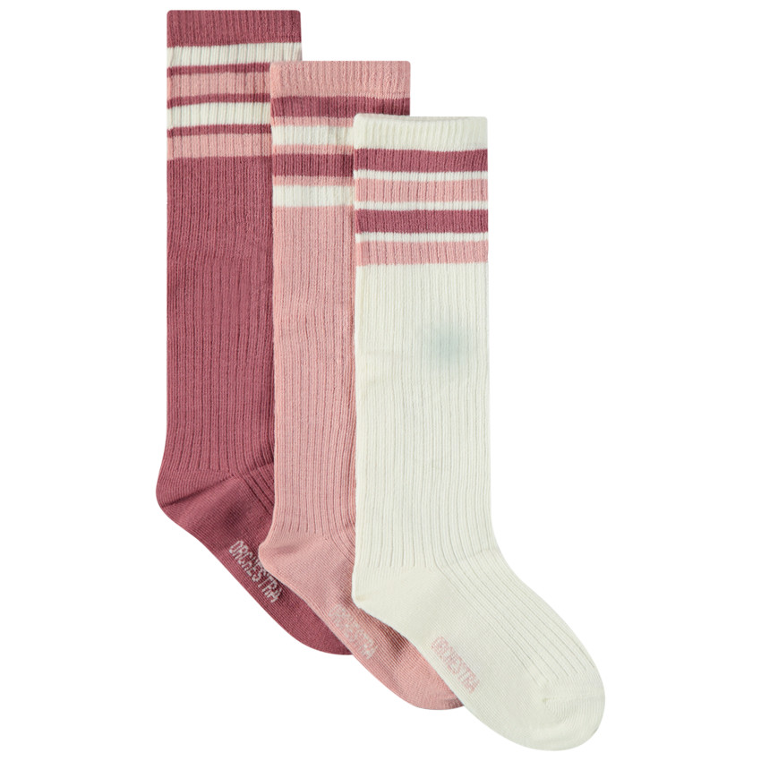 Lot de 3 paires de chaussettes hautes côtelées pour fille