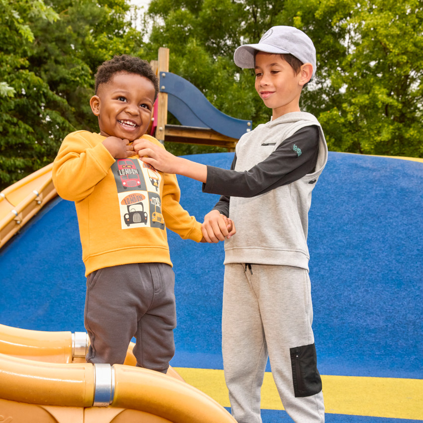 Ensemble sweat molleton sans manches + t-shirt uni pour garçon  