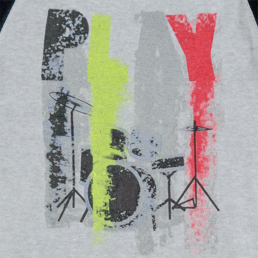 Pyjama en velours bicolore avec print style rock Main Pyjama en velours bicolore avec print style rock