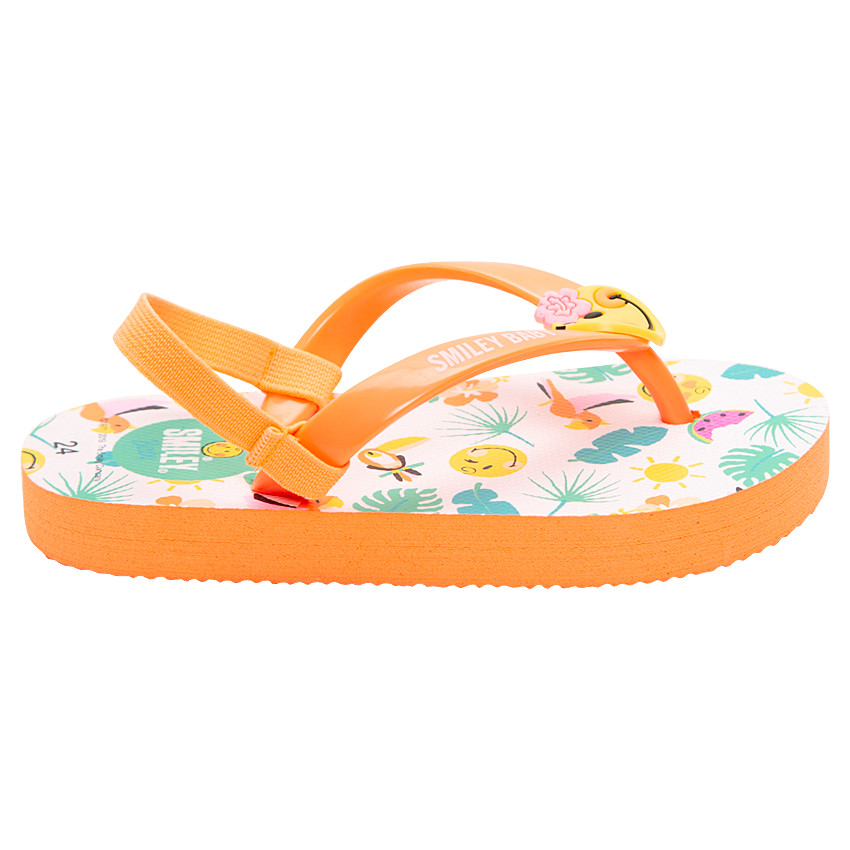 Tongs imprimées Smiley esprit tropical avec lanière élastiquée 