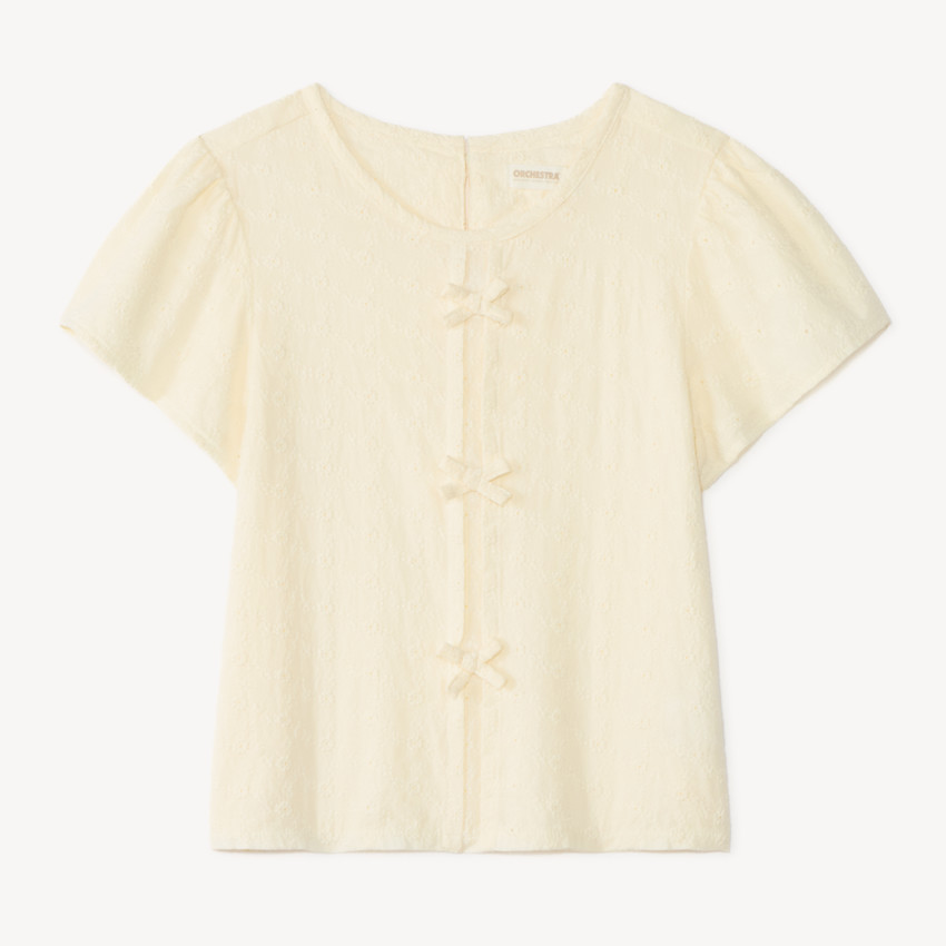 Tunique manches courtes en broderie anglaise pour fille