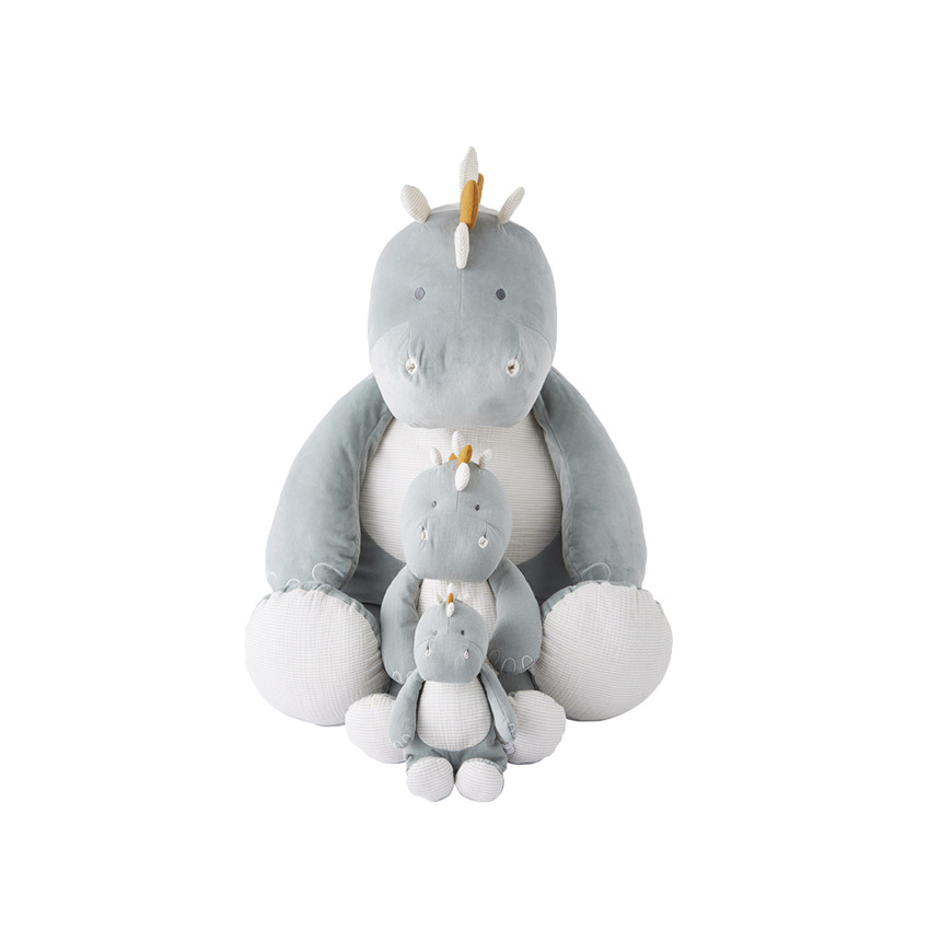 Petite peluche Dino en mousseline de coton - Eucalyptus 