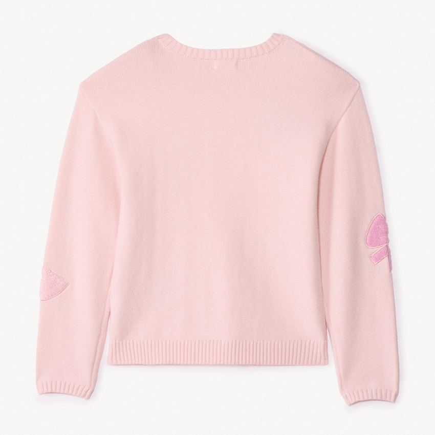 Pull avec patchs nœuds en bouclettes pour fille 