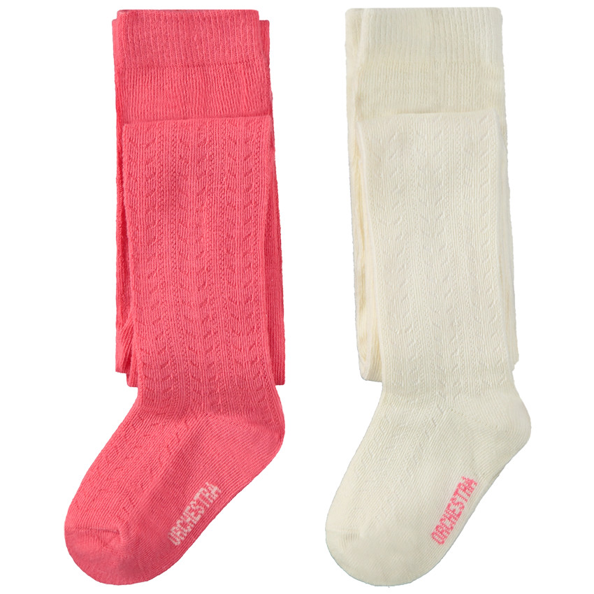 Lot de 2 paires de collants épais en maille pointelle pour bébé fille 