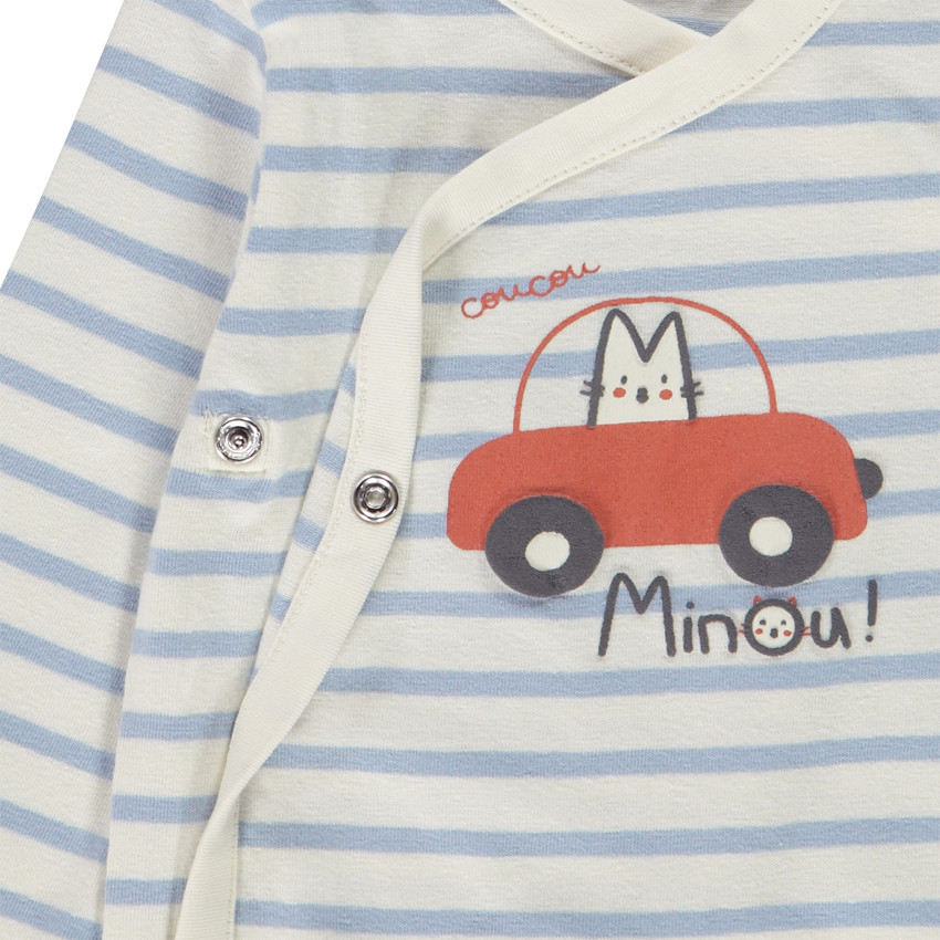 Lot de 5 bodies en jersey manches longues print petit matou pour bébé garçon Main Lot de 5 bodies en jersey manches longues print petit matou pour bébé garçon