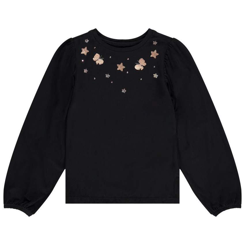 T-shirt manches longues en jersey fantaisie pour fille