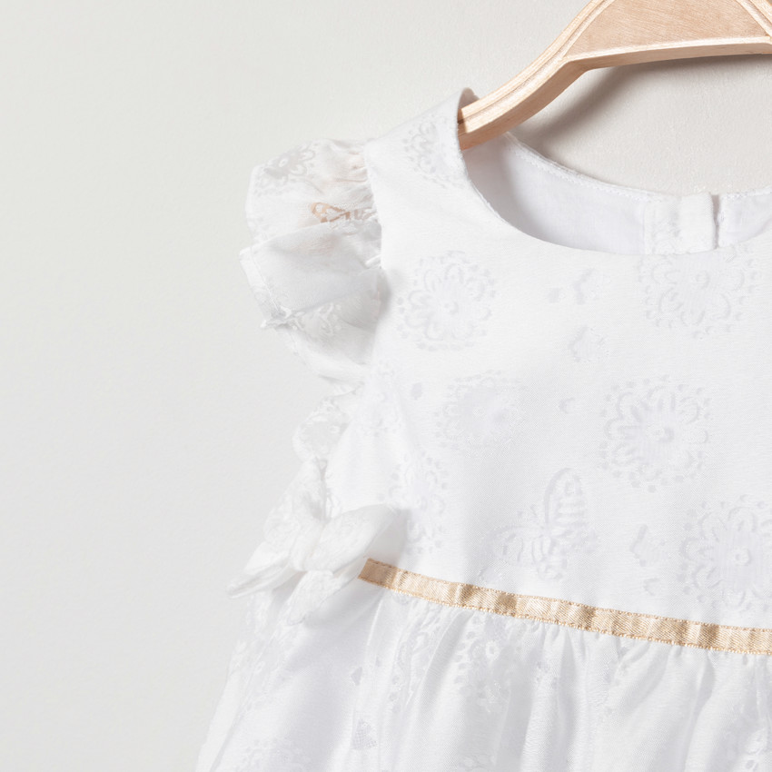 Robe de cérémonie blanche à motifs en jacquard pour fille 