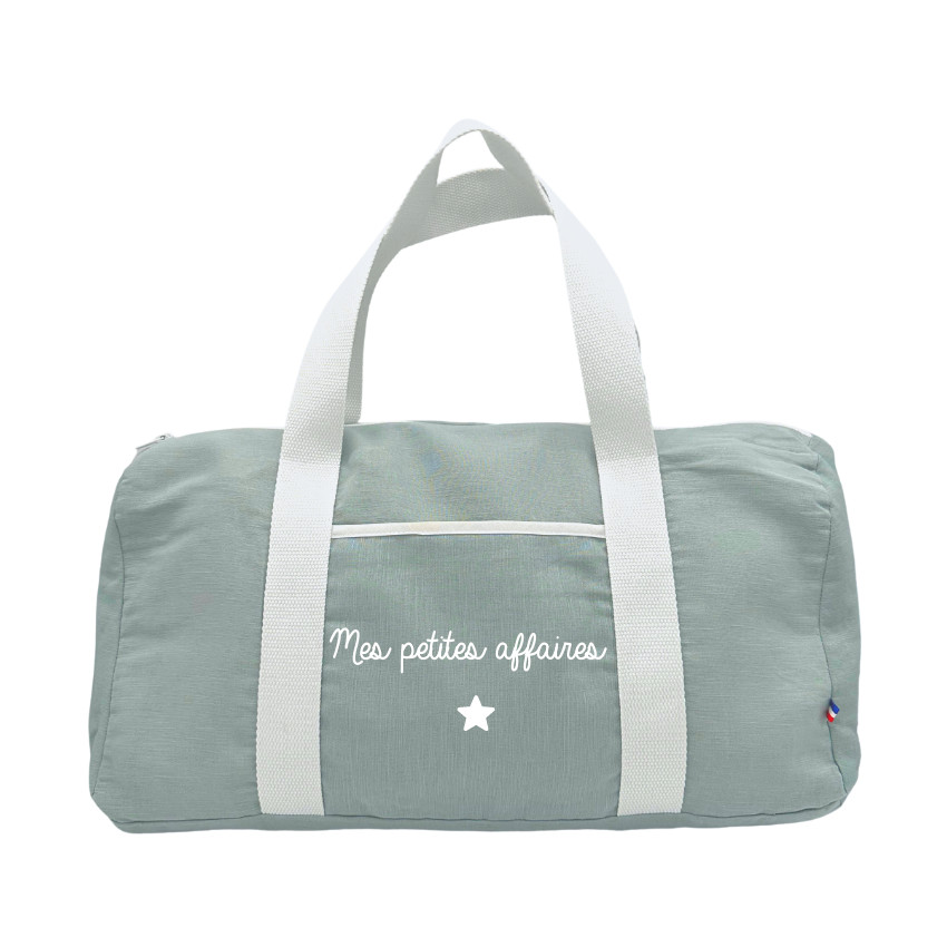 Sac de voyage en lin "Mes petites affaires" menthe 