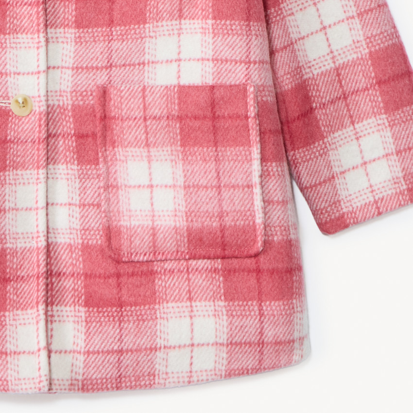 Manteau évolutif en drap de laine à carreaux pour fille  
