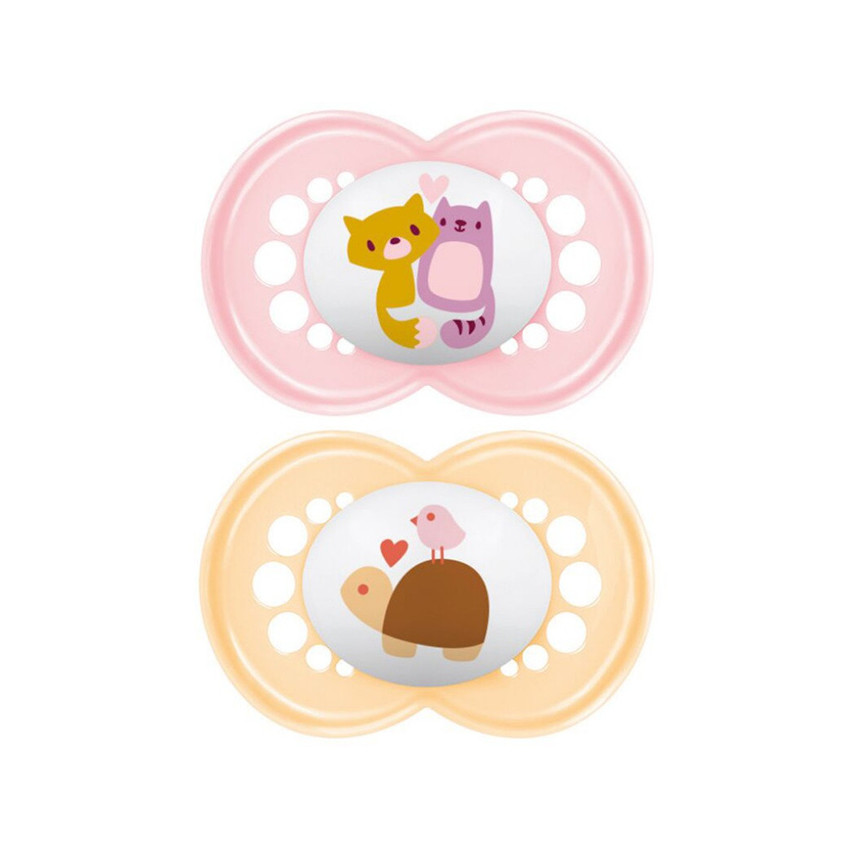 Lot de 2 sucettes silicone Original 18M+ duo d'animaux (modèle aléatoire) 