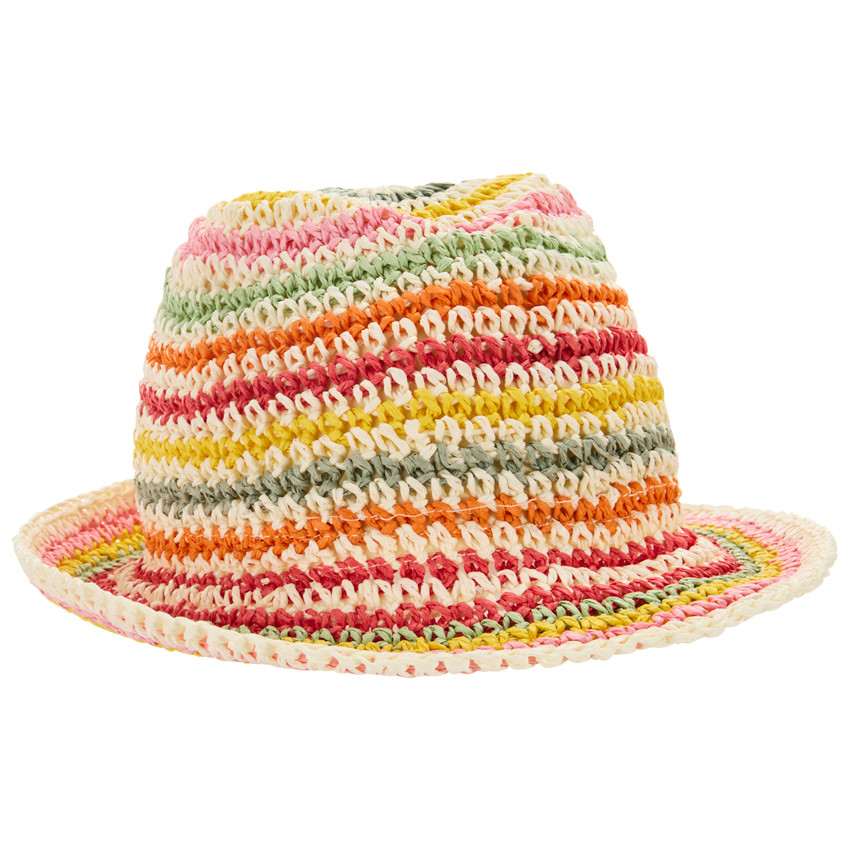 chapeau trilby en paille multicolore pour bébé fille - multicolore