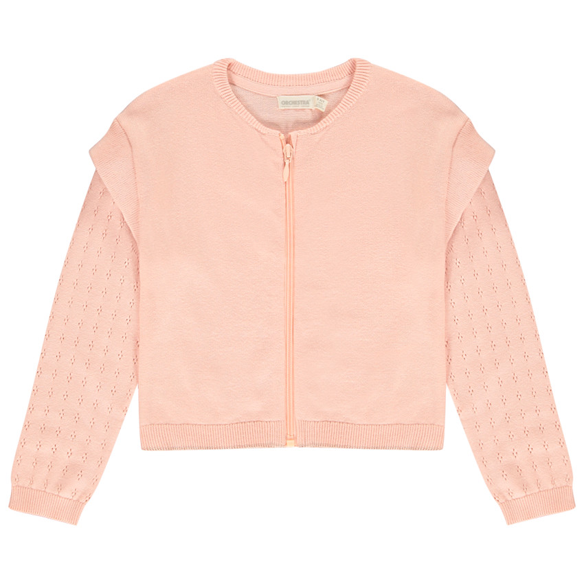 Gilet en tricot à manches ajourées pour fille 