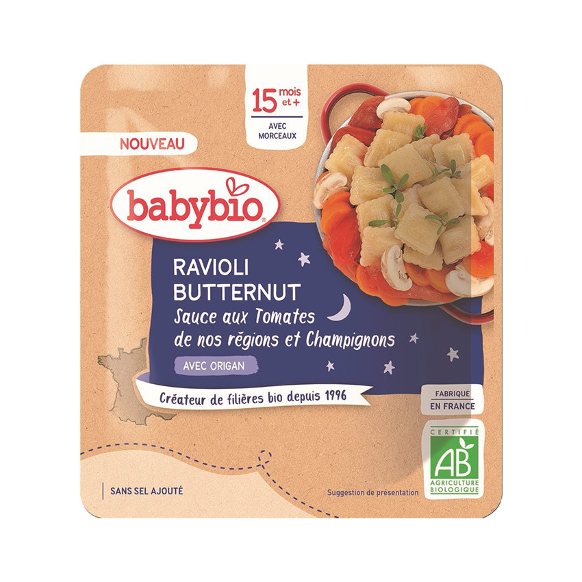 Sachet de raviolis et butternut avec sauce tomates et champignons 190g 