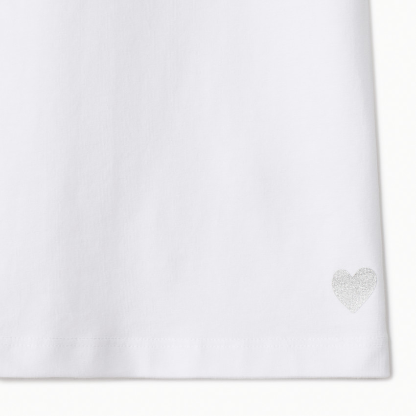 Lot de 3 t-shirts manches courtes unis à foil print cœur pour fille 