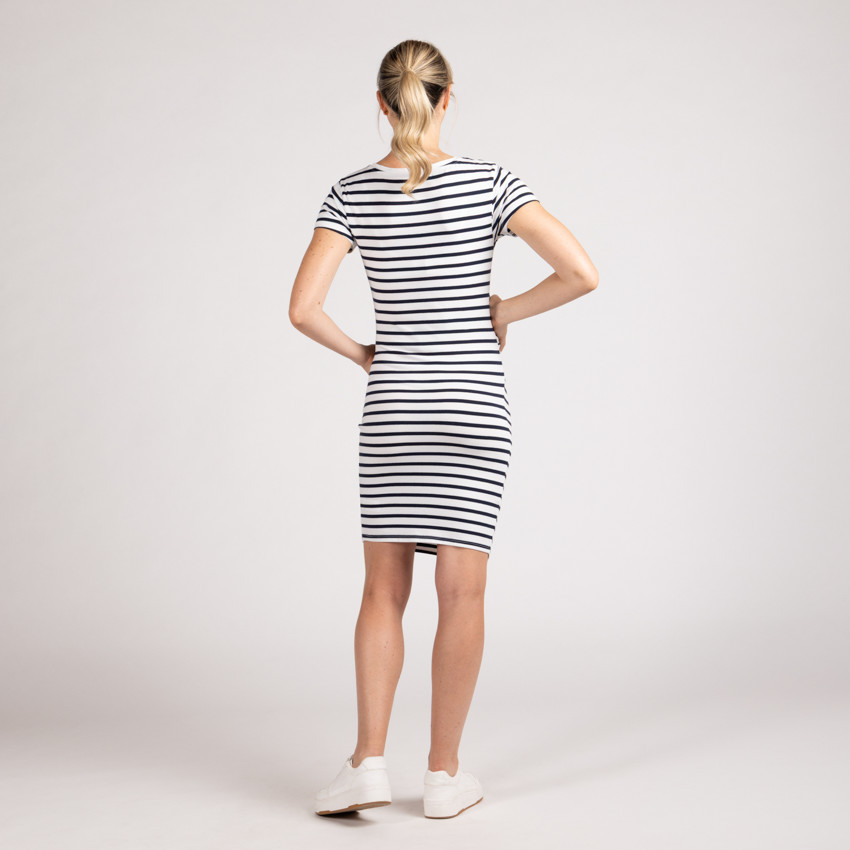 Robe de grossesse moulante à rayures 